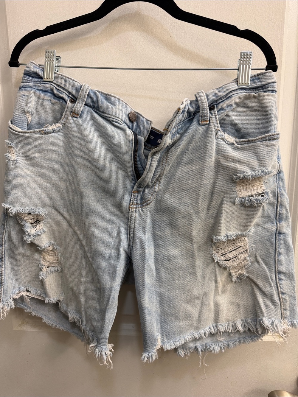 Hollister Light Blue Distressed Denim Cutoff Shorts